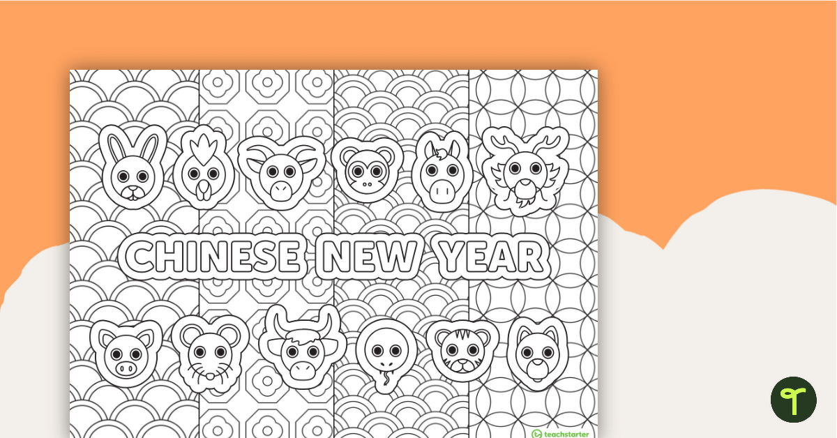 Chinese New Year — Mindfulness Colouring Sheet teaching resource