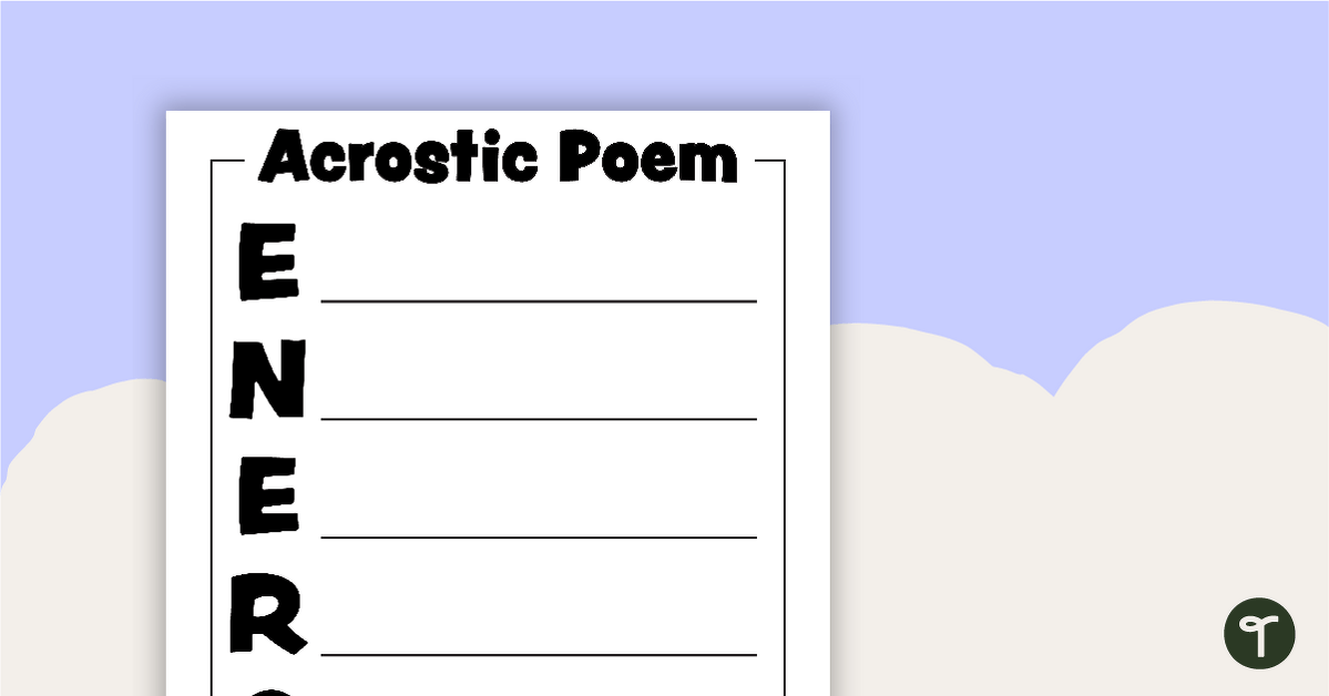 Acrostic Poem Template - ENERGY teaching resource