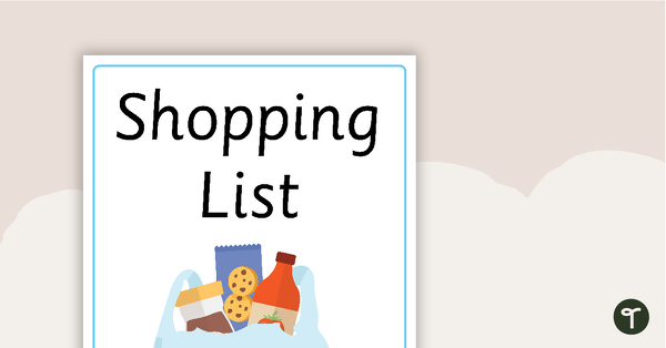 52 Shopping List Vocabulary Words teaching resource