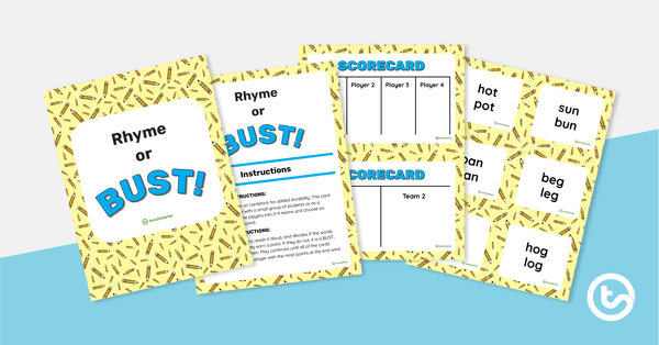 Rhyme or BUST! Card Game teaching resource
