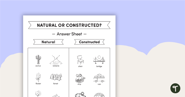 Natural or Constructed? - Worksheet teaching resource