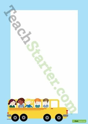 Go to School Bus Transport Page Border - Word Template teaching resource