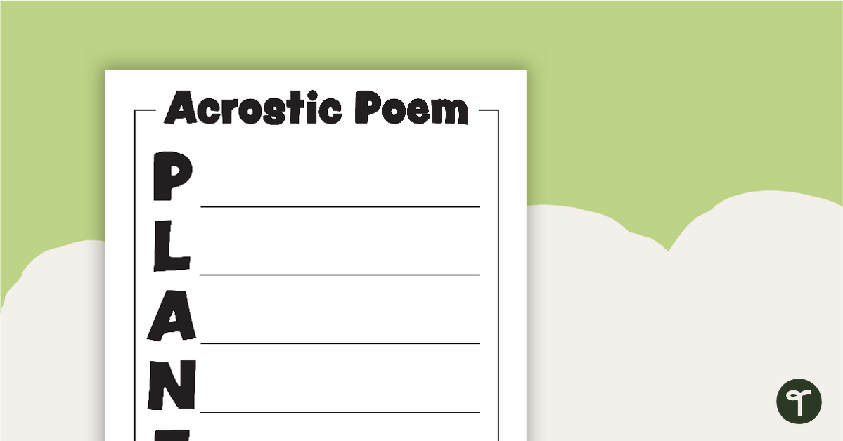 Acrostic Poem Template - PLANET teaching resource