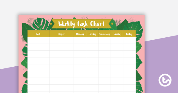 Go to Lush Leaves Pink - Weekly Task Chart teaching resource