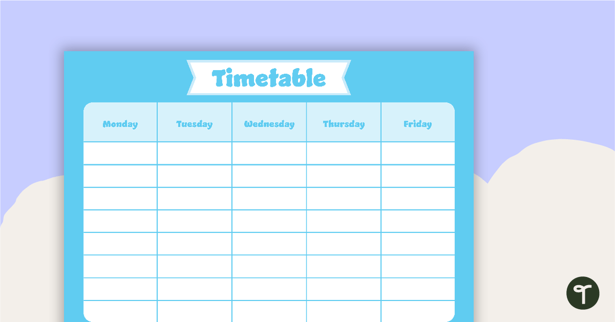 Plain Sky Blue - Weekly Timetable teaching resource