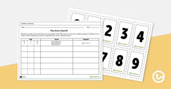 Image of Flip, Draw, Expand! – Place Value Worksheet (3-Digit Numbers)