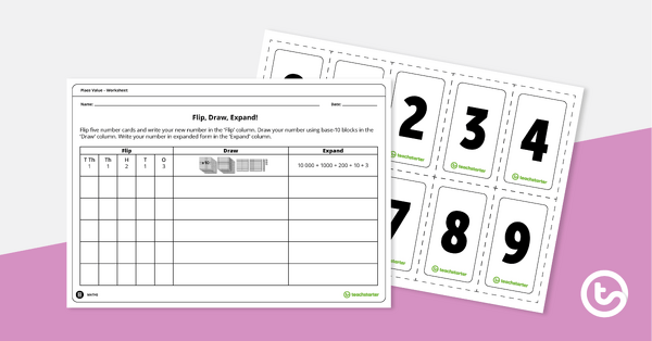 Image of Flip, Draw, Expand! – Place Value Worksheet (5-Digit Numbers)