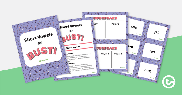 Image of Short Vowels or BUST! Card Game