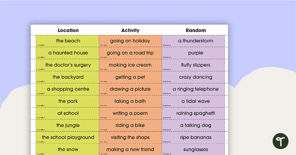 Alphabet Characters Story Generator Cards teaching resource