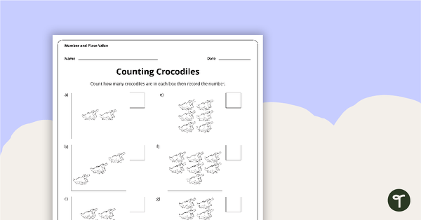 Counting Crocodiles - Numbers 1 to 10 Worksheet teaching resource