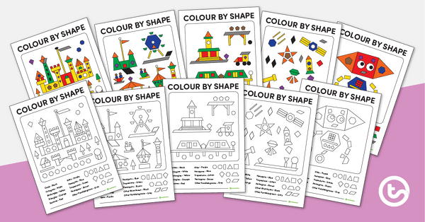 Colour by 2D Shape (Basic and Complex Shapes) teaching resource