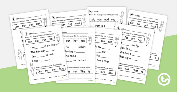 Preview image for Complete the Sentences – Worksheets for Beginning Writers - teaching resource