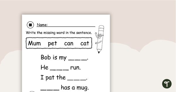 Complete the Sentences – Worksheets for Beginning Writers teaching resource