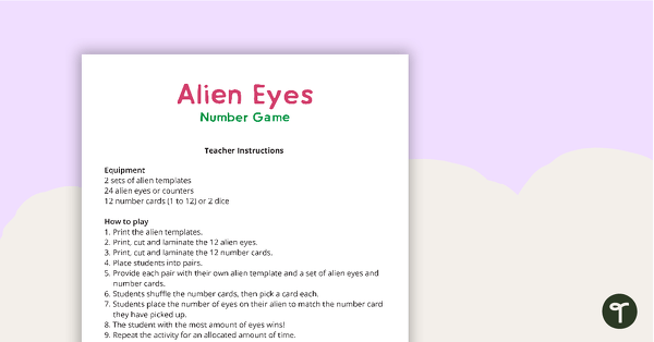 Alien Eyes - Number Game teaching resource