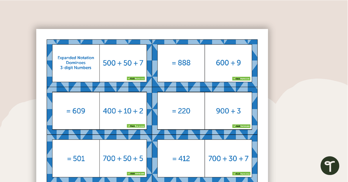 Expanded Notation Dominoes (3-Digit Numbers) teaching resource