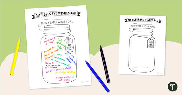 My Hopes and Wishes Jar Template teaching resource