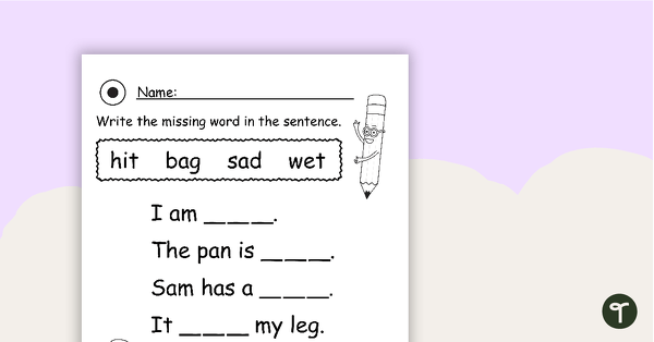 Complete the Sentences – Worksheets for Beginning Writers teaching resource
