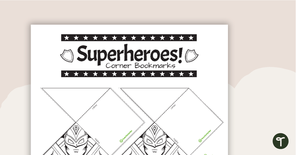 Superhero-inspired Corner Bookmark Templates teaching resource