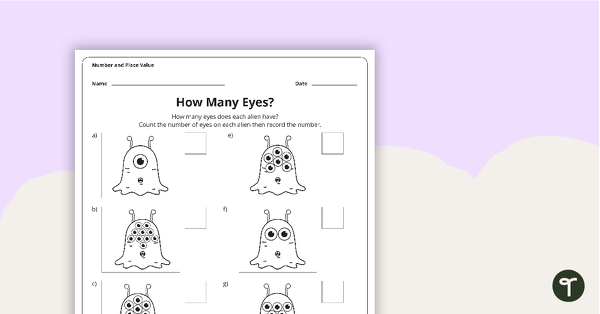 How Many Eyes? - Alien Counting Worksheet teaching resource