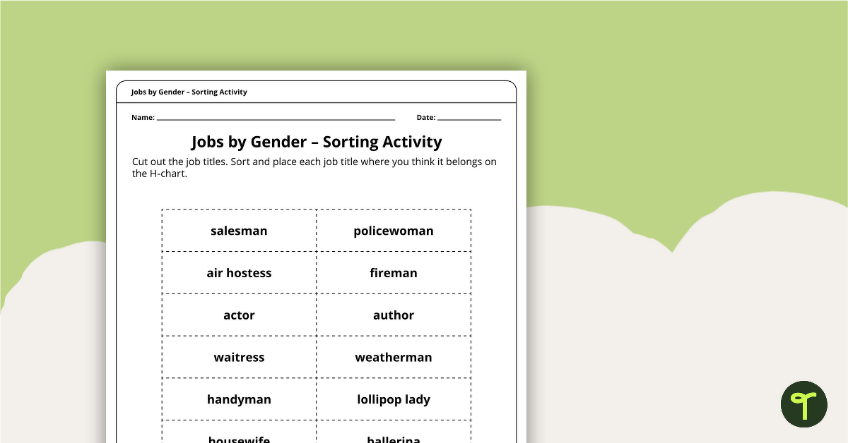 Jobs by Gender Sorting Activity teaching resource