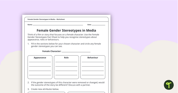 Go to Female Gender Stereotypes in Media – Worksheet teaching resource