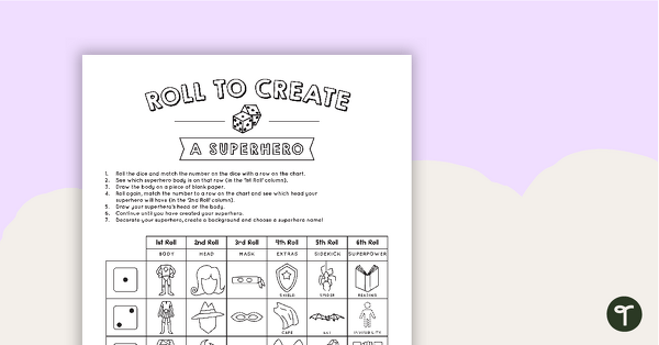 Go to Roll to Create a Superhero Character teaching resource