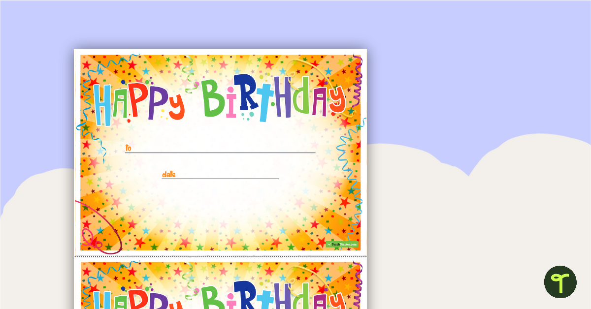Happy Birthday Certificate teaching resource