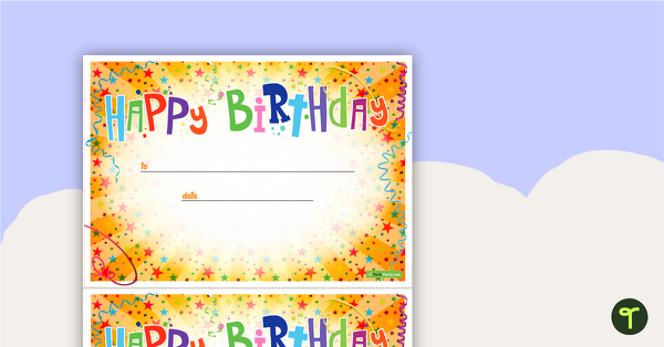 去to Happy Birthday Certificate teaching resource