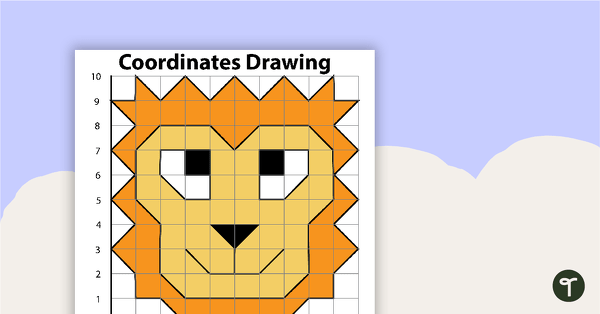 Go to Coordinates Drawing - Lion teaching resource