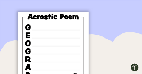 Preview image for Acrostic Poem Template - GEOGRAPHY - teaching resource