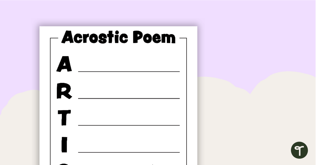 Acrostic Poem Template - ARTIST teaching resource