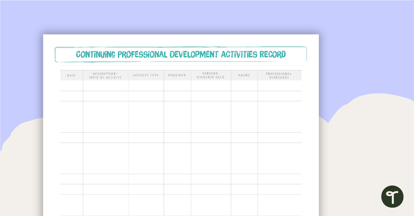 Image of Tropical Paradise Printable Teacher Diary - Professional Development Activities Recording Page