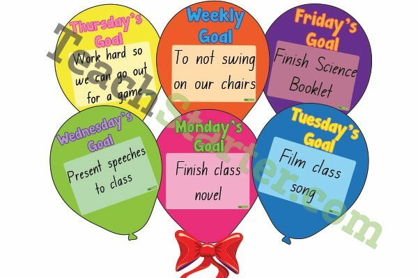 Balloon Daily Class Goals teaching resource
