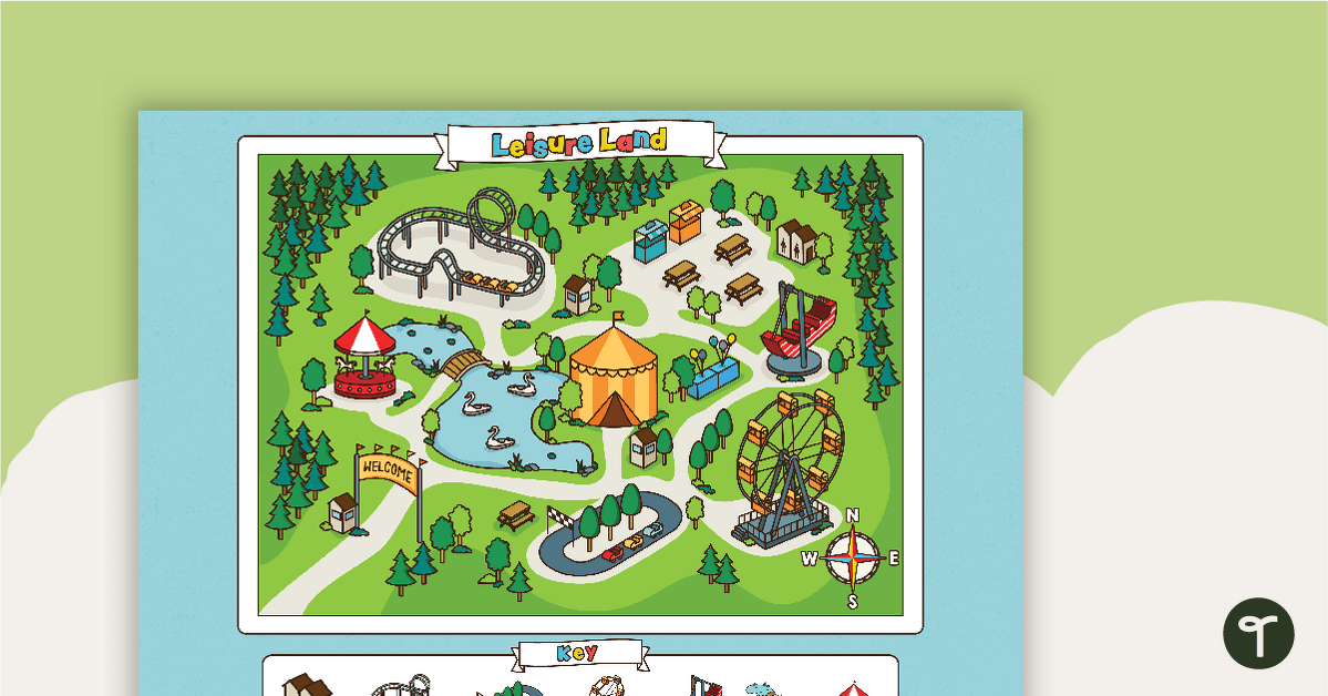Leisure Land - Map Skills Worksheet teaching resource