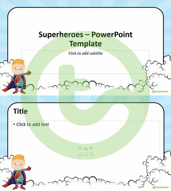 超级英雄的预览图像 -  PowerPoint模板 - 教学资源