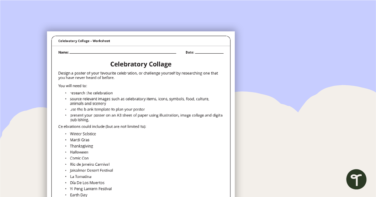 Celebration Collage – Worksheet teaching resource