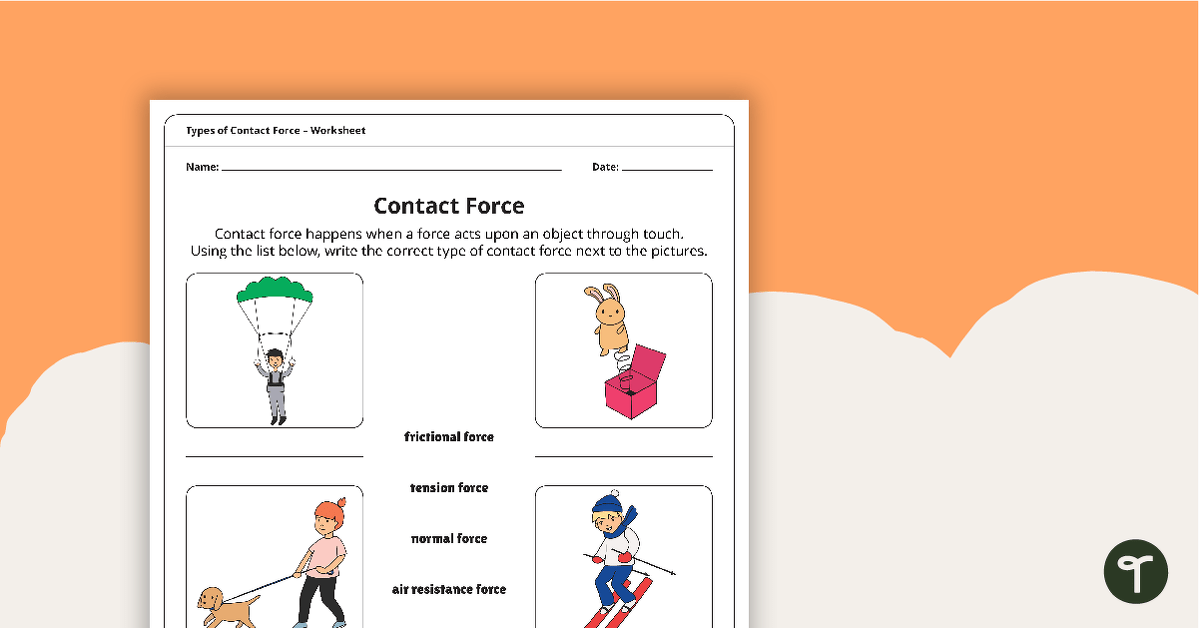 Types of Contact Force Worksheet teaching resource