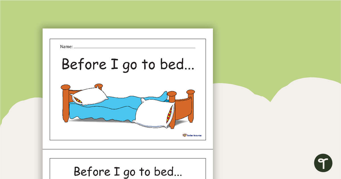 Before I Go To Bed Concept Book teaching resource
