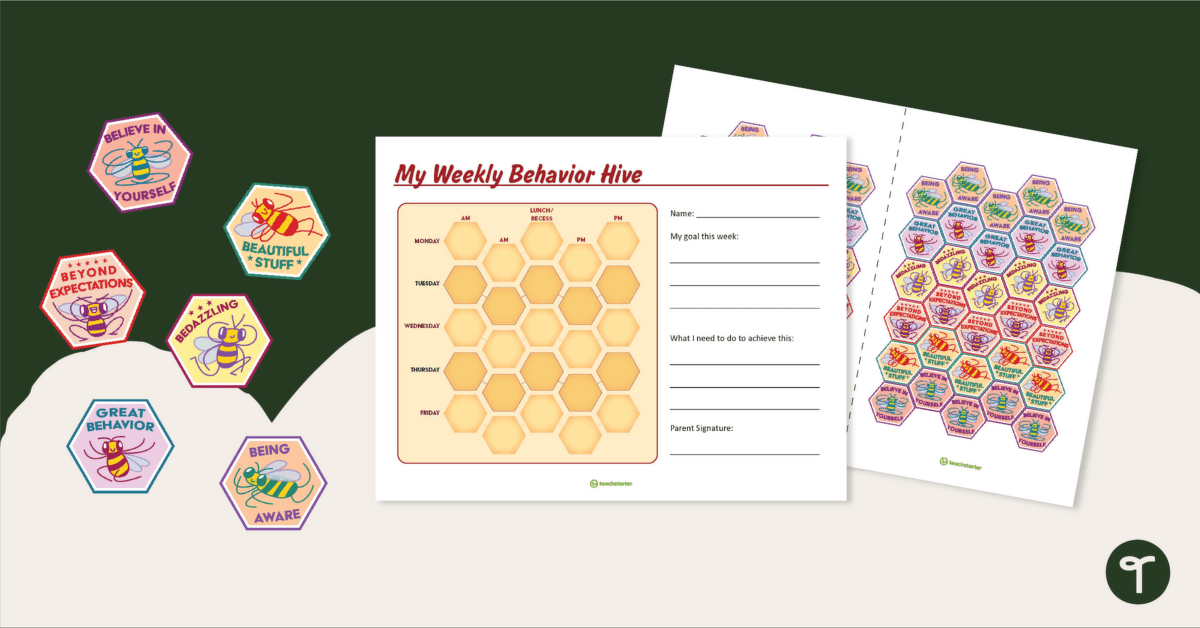 My Weekly Behavior Hive – Positive Behavior Tracker teaching resource