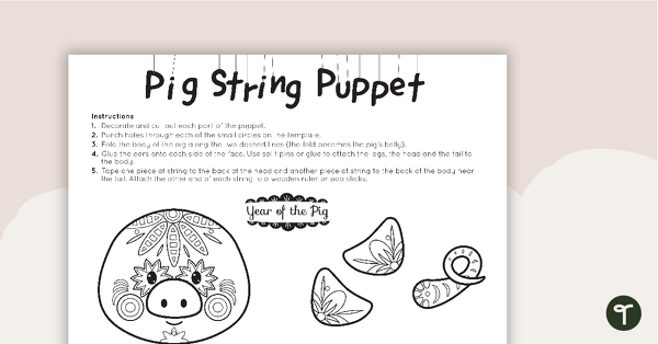 Go to Year of the Pig String Puppet Craft Template teaching resource