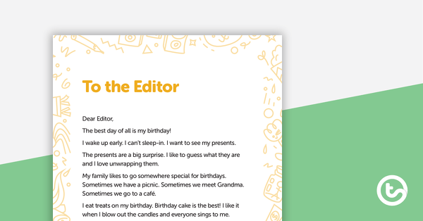 Go to Letter to the Editor (No-School Birthdays) – Worksheet teaching resource