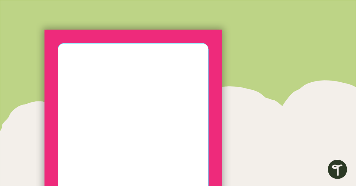 Plain Pink - Portrait Page Border teaching resource