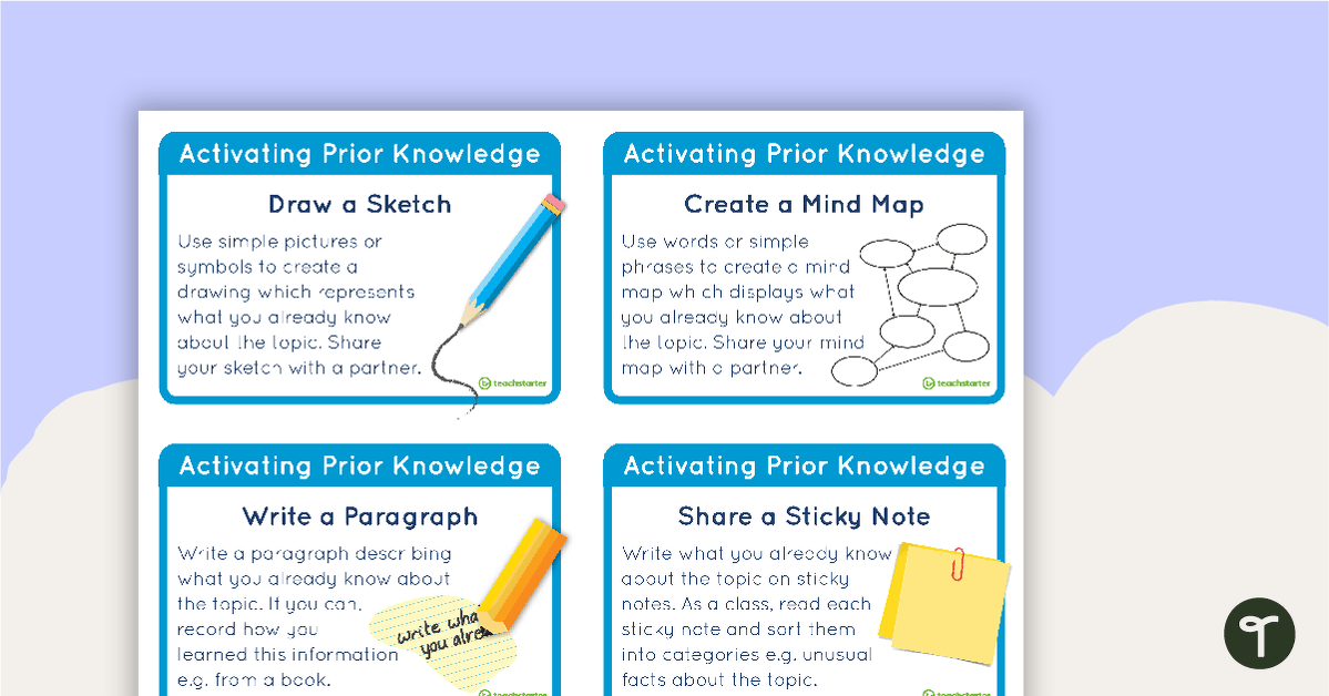 Activating Prior Knowledge - Comprehension Strategy Task Cards teaching resource