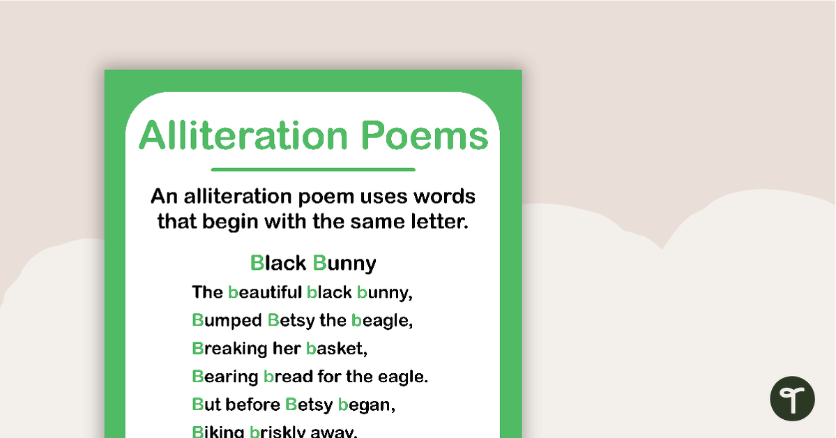 Alliteration Poem Poster Teach Starter