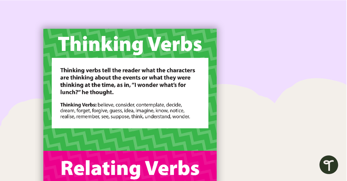 Thinking and Relating Verbs Poster teaching resource