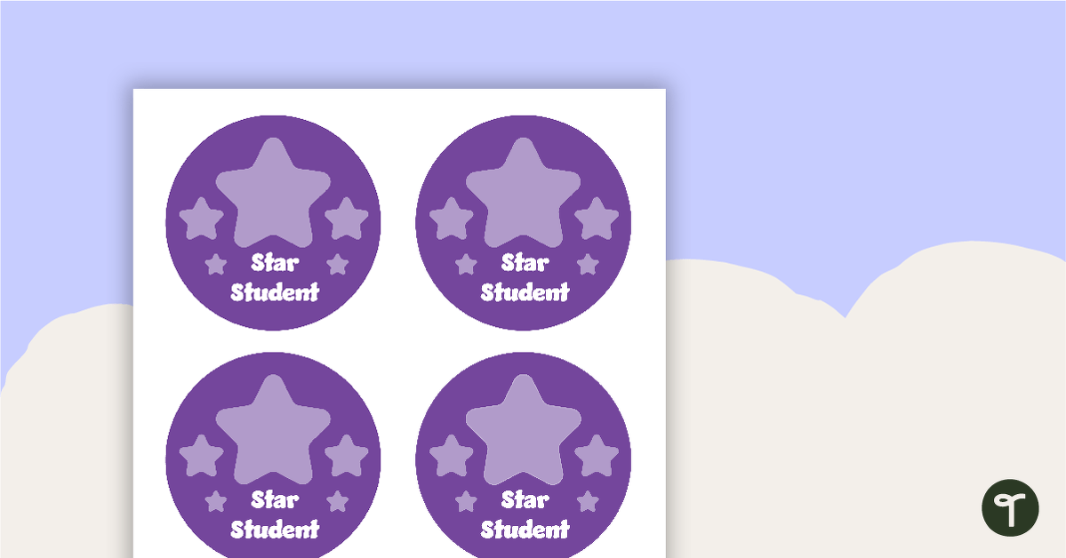 Plain Purple - Star Student Badges teaching resource