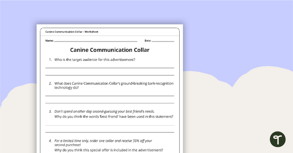 Canine Communication Collar – Worksheet teaching resource