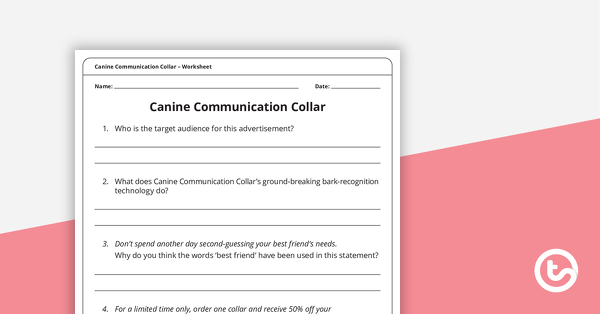 Canine Communication Collar – Worksheet teaching resource