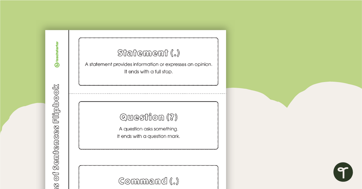 Statement, Question, Command, Exclamation Flipbook teaching resource