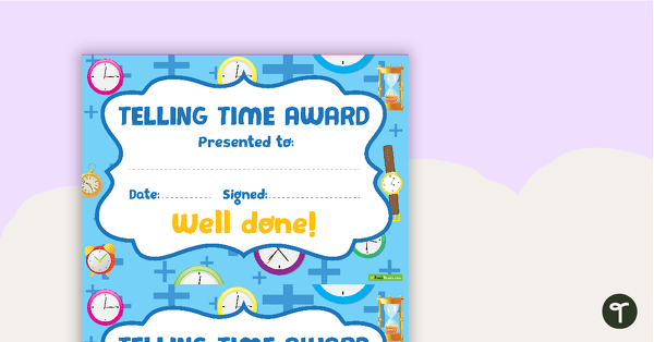 Go to Telling Time Award Certificate teaching resource